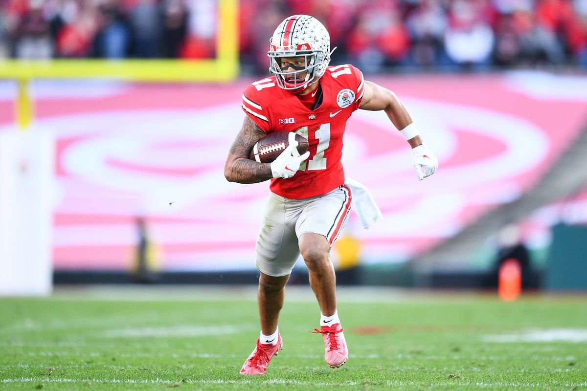 Ohio State receiver Marvin Harrison Jr. practices at punt returner